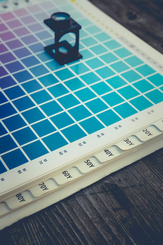 black plastic color scope on color board
