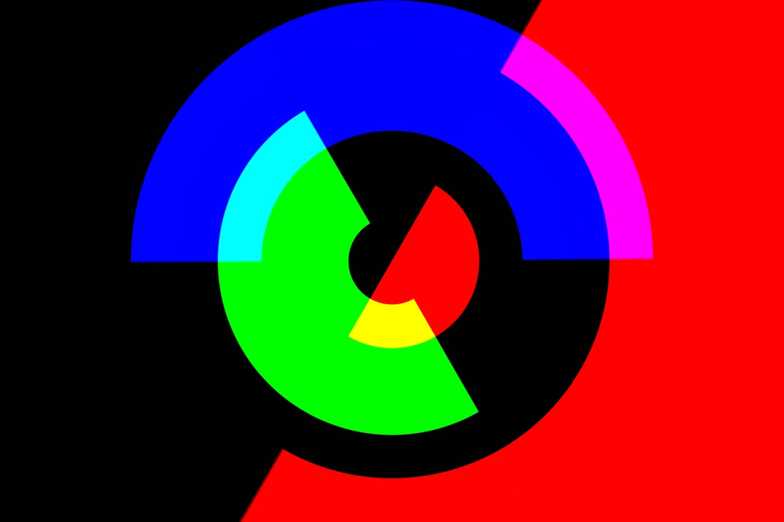 a multicolored circle with a black background