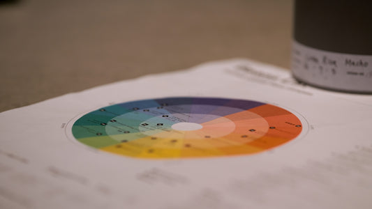 A vibrant color wheel printed on white paper.