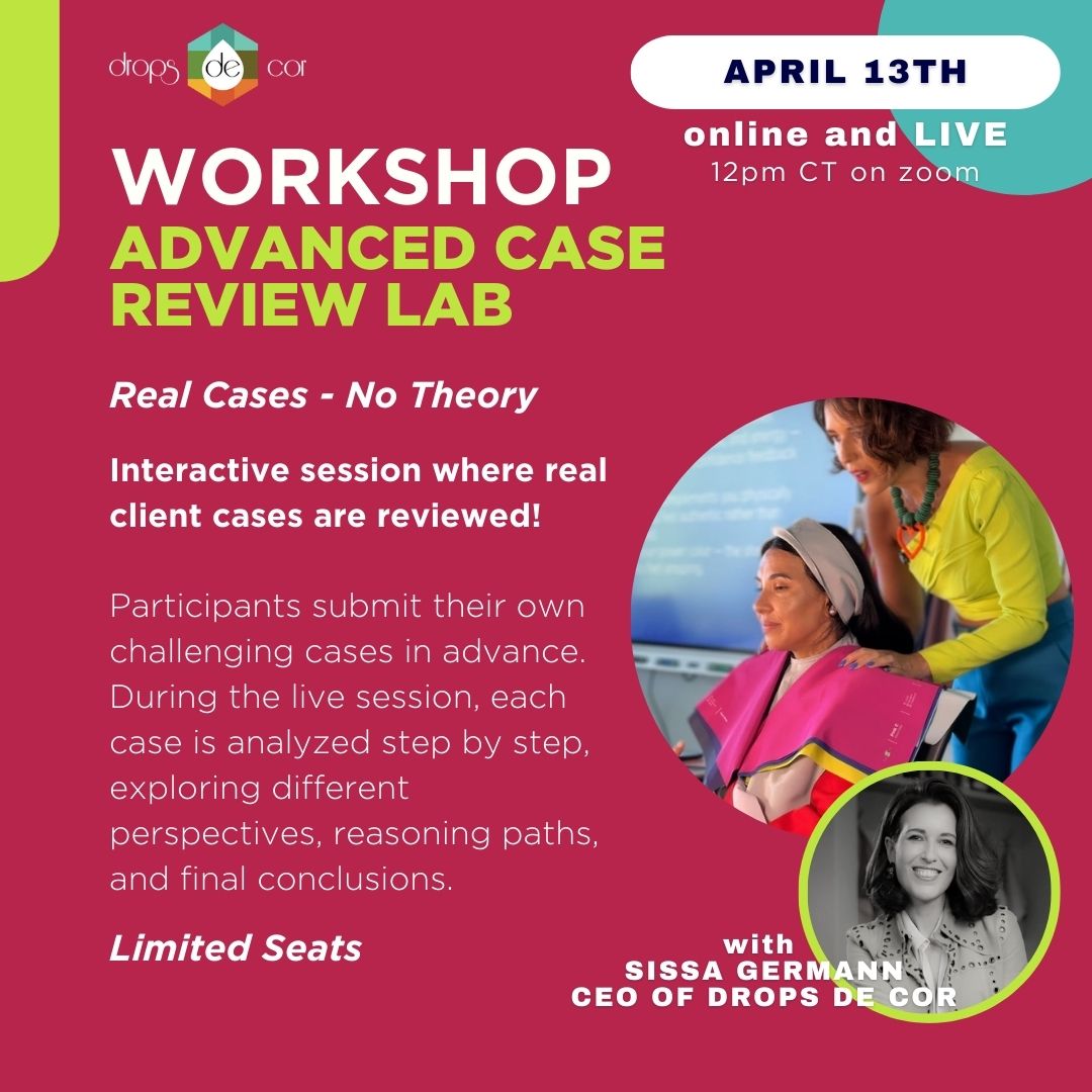 Live advanced color analysis lab with real case reviews, expert guidance, and group discussion using the 12-season method.