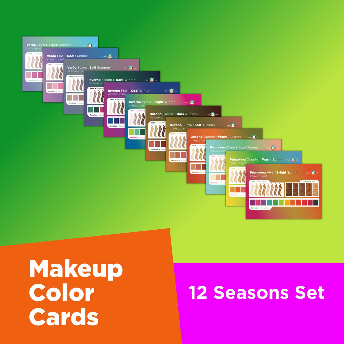 Tarjetas de colores de maquillaje - Kit 12 estaciones 