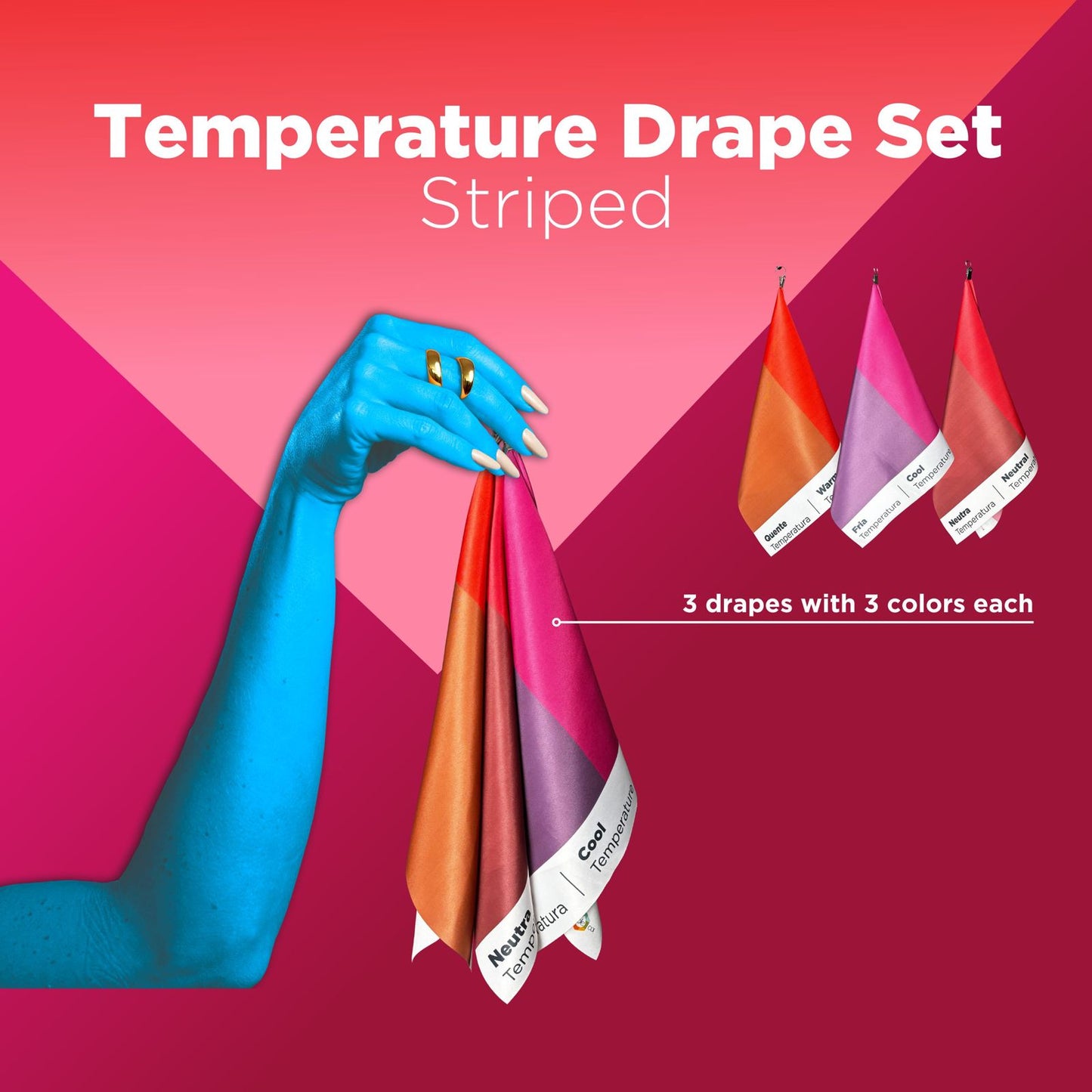 Striped Temperature Drapes Set for Color Analysis