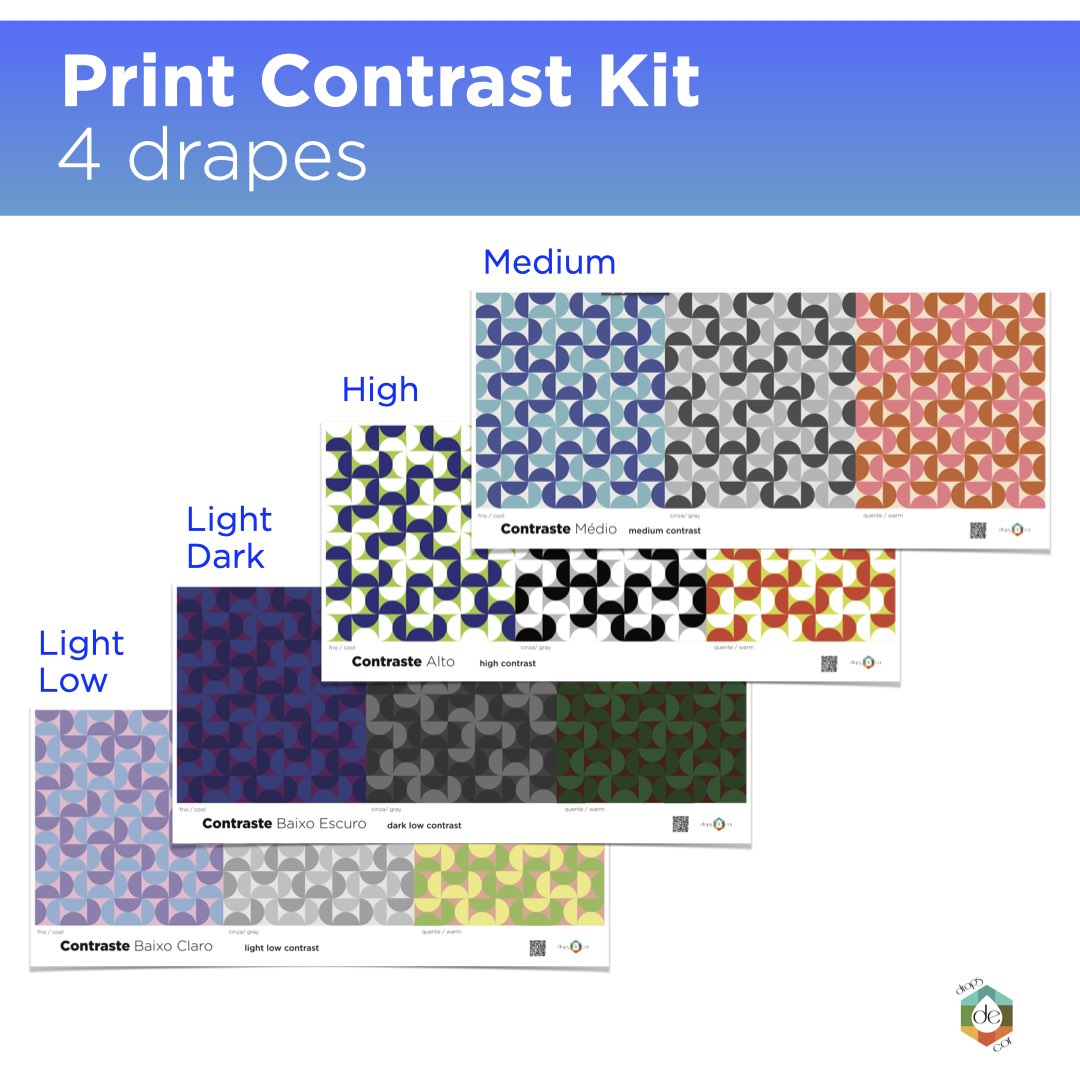 Contrast Print Drapes Set- With Temperature